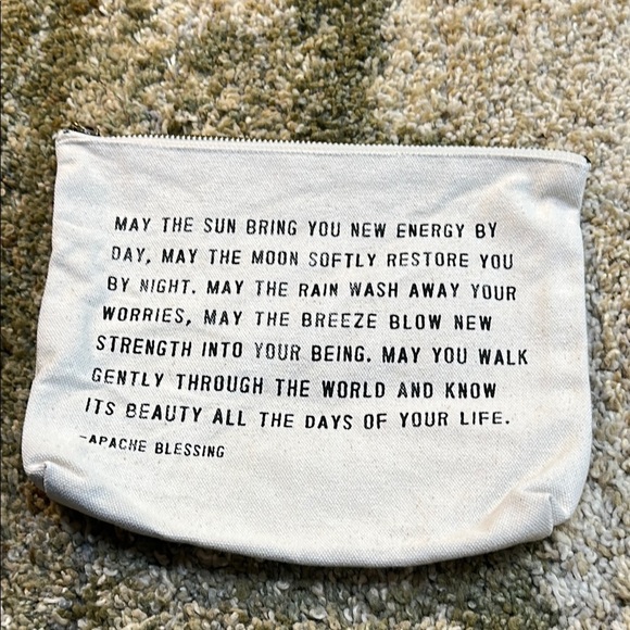 SugarBoo & Co Canvas Pouch Apache Blessing Cosmetic 7”x9” Cosmetic Pouch Linen - Picture 1 of 10